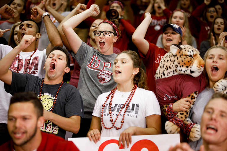The Jaguar crowd roars with excitement.