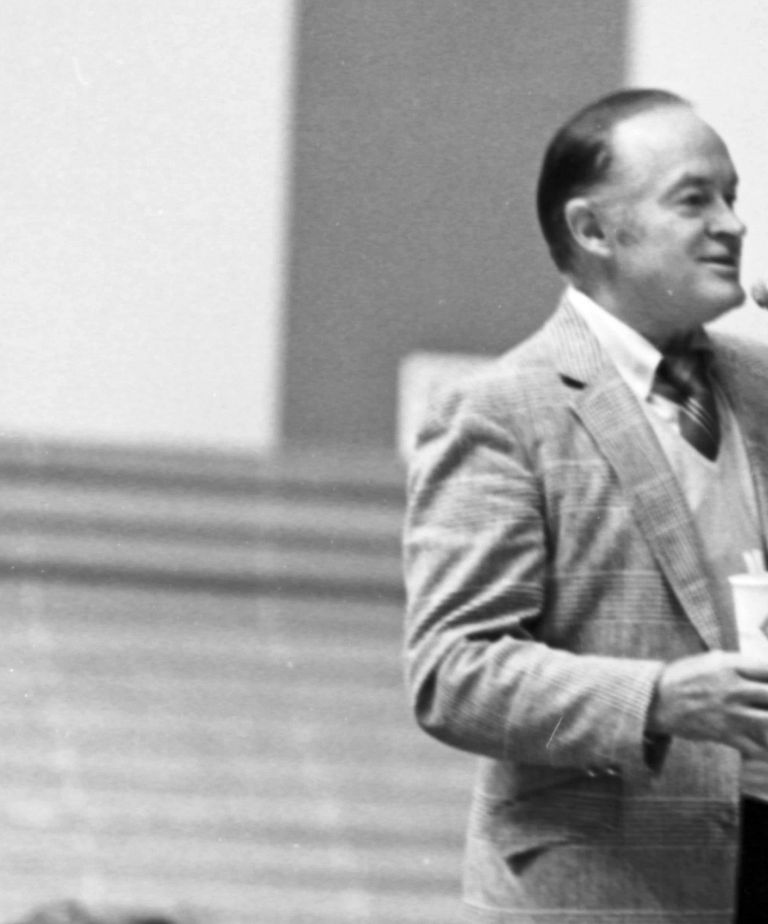 Entertainer Bob Hope rehearses for a performance
