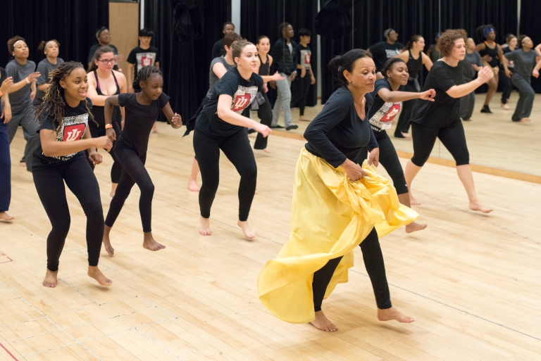 Milagros Ramirez teaches Afro-Cuban dance classes at the dance company's Annual Dance Workshop.