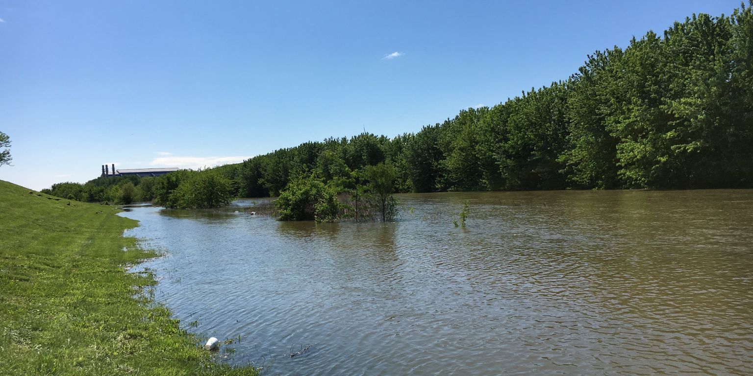 A view of the Lilly Arbor site in May 2017, after massive amounts of flooding in the area.
