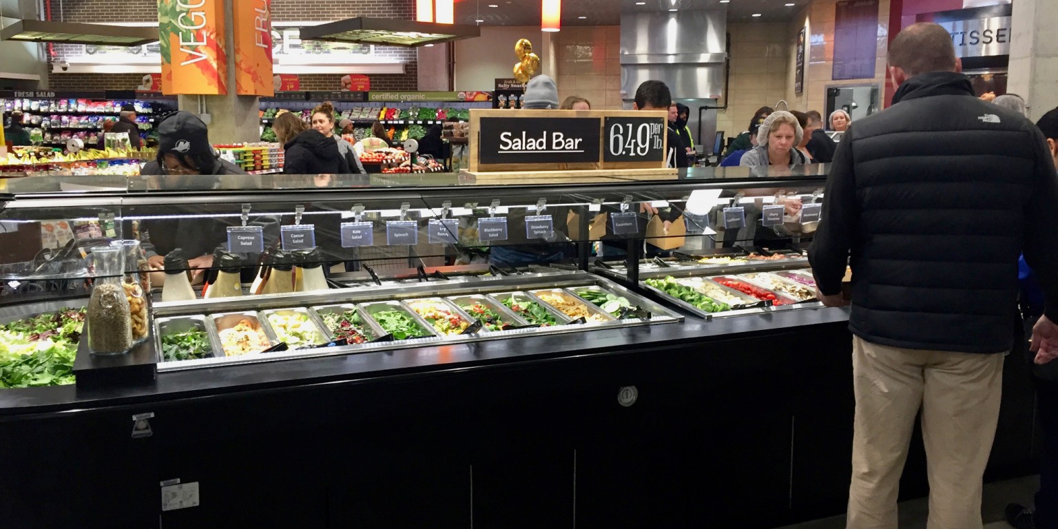 The salad bar is a popular lunch option at Kroger.