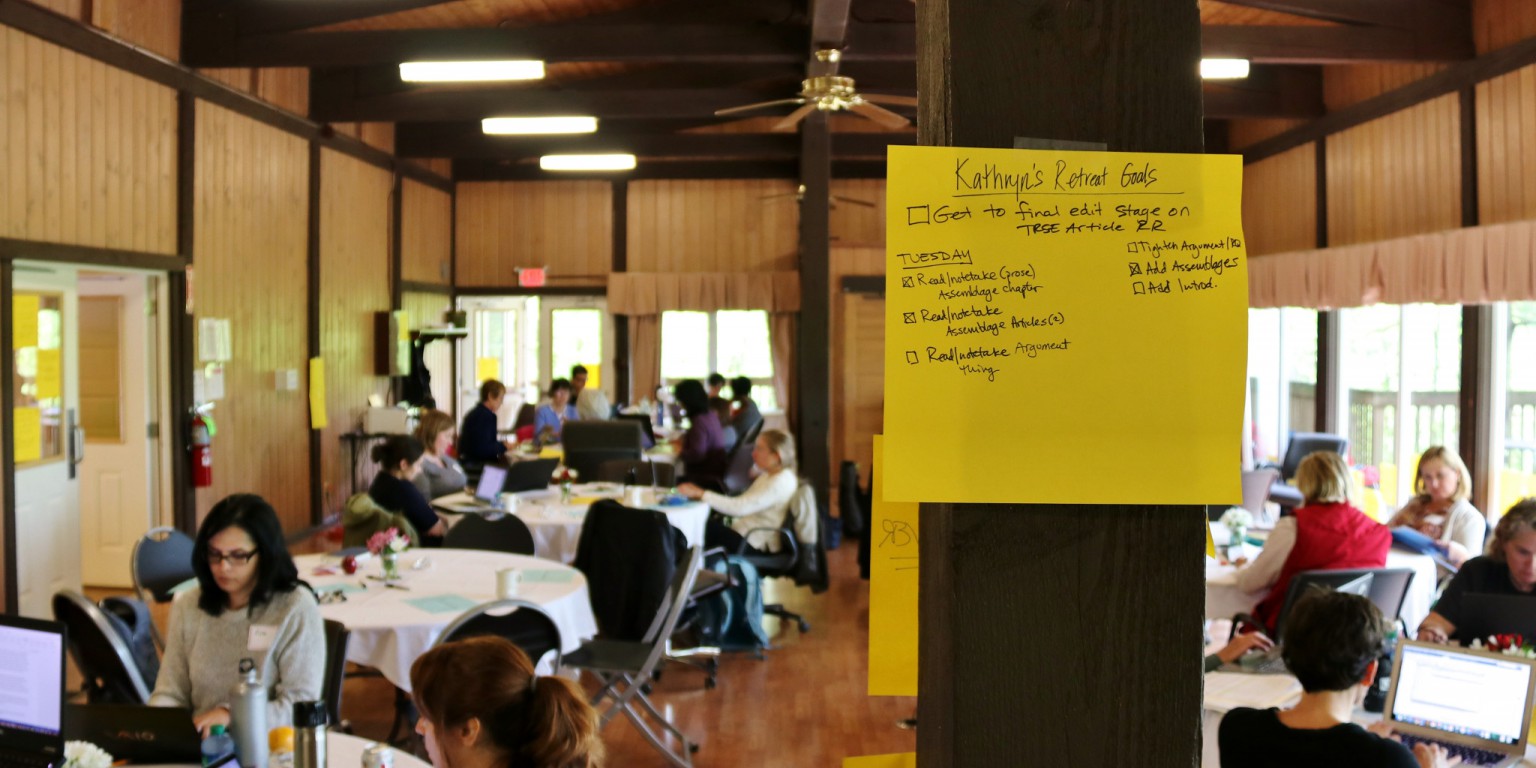 Faculty members went to Bradford Woods to write for the Scholarly Writing Program's first retreat.