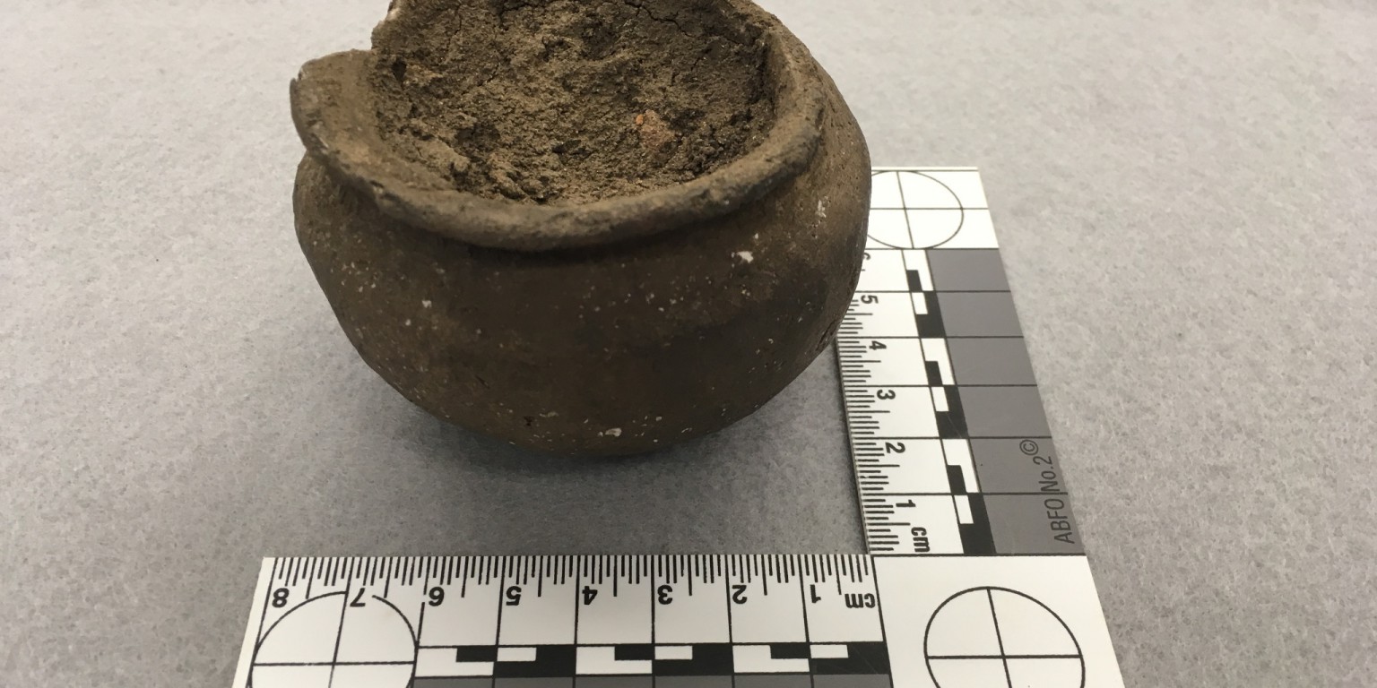 A clay pot found by Jeremy Wilson's team. 