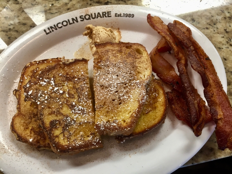 French toast and bacon on a plate