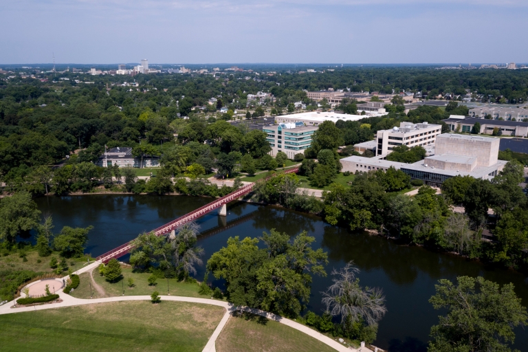 A scenic view of the IU South Bend campus