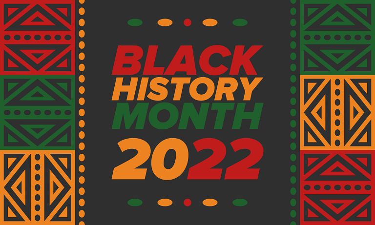 A color illustration that says Black History Month 2022