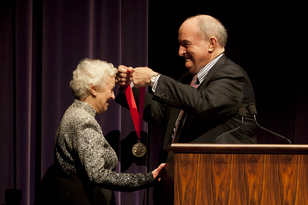 IU Jacobs School of Music Distinguished Professor Violette Verdy received the President's Medal from IU President Michael A. McRobbie on Oct. 5. 