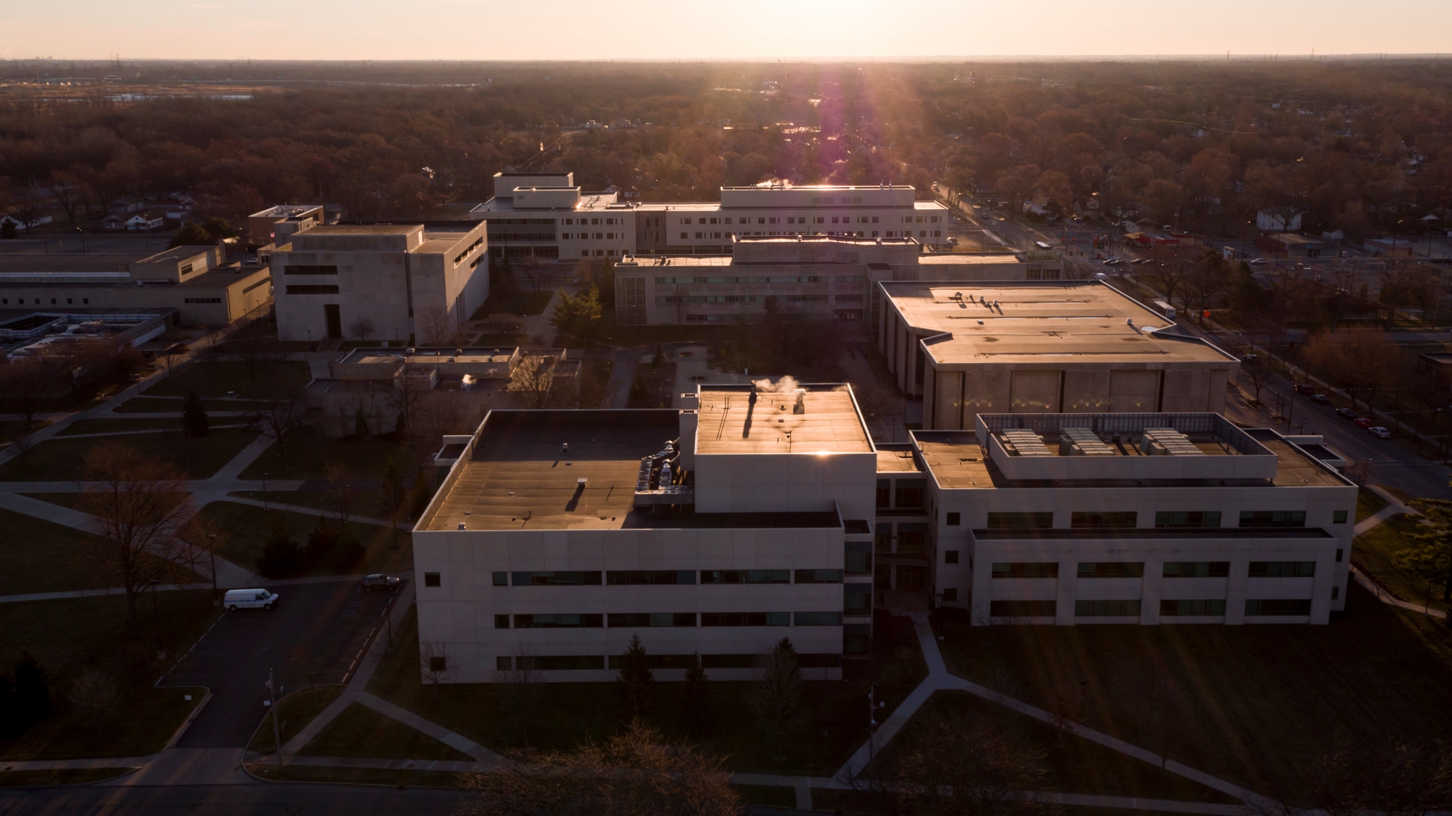 An aerial view of the IU Northwest campus