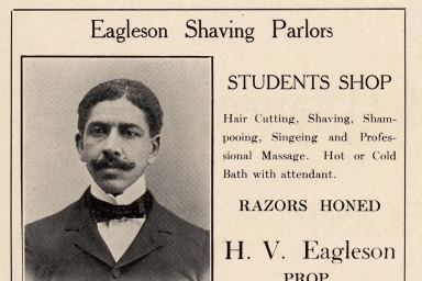An advertisement for Eagleson Shaving Parlors