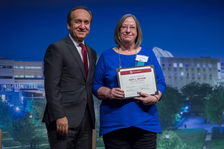 Chancellor Nasser H. Paydar and Judy Savage