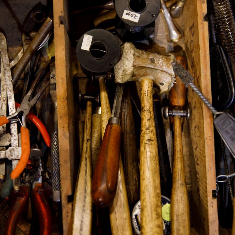 Tools used to create a French horn