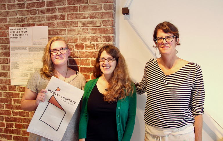 Three women collaborating on the House Life Project pose for a photo.