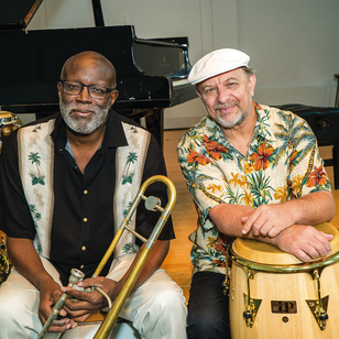 Percussionist Michael Spiro and trombonist Wayne Wallace