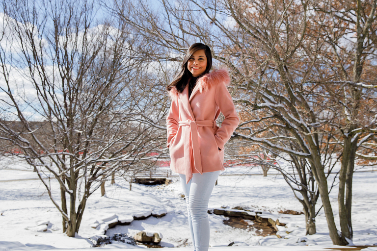 Eashita Singh in a snowy Arboretum 