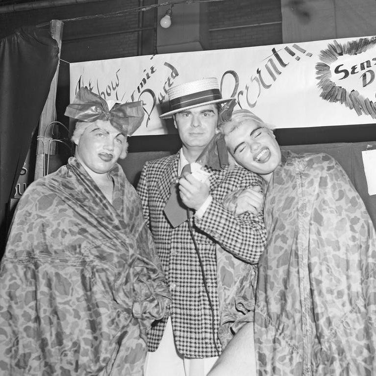 Students in costume at 1948 Fall Carnival