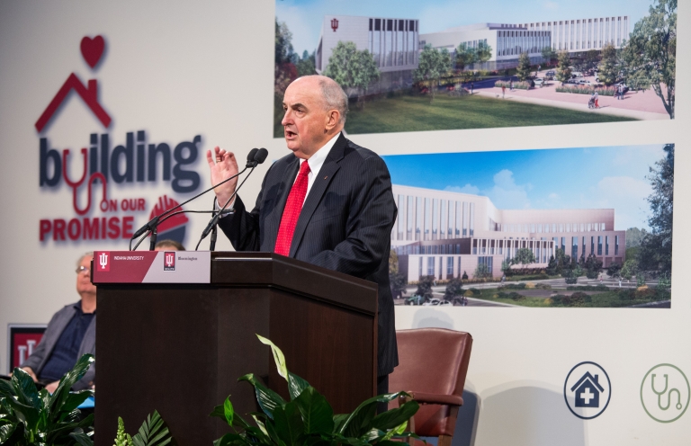 President McRobbie speaks during the groundbreaking ceremony