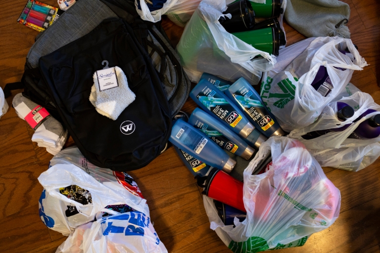Supplies on the floor of the Indiana Recovery Alliance.