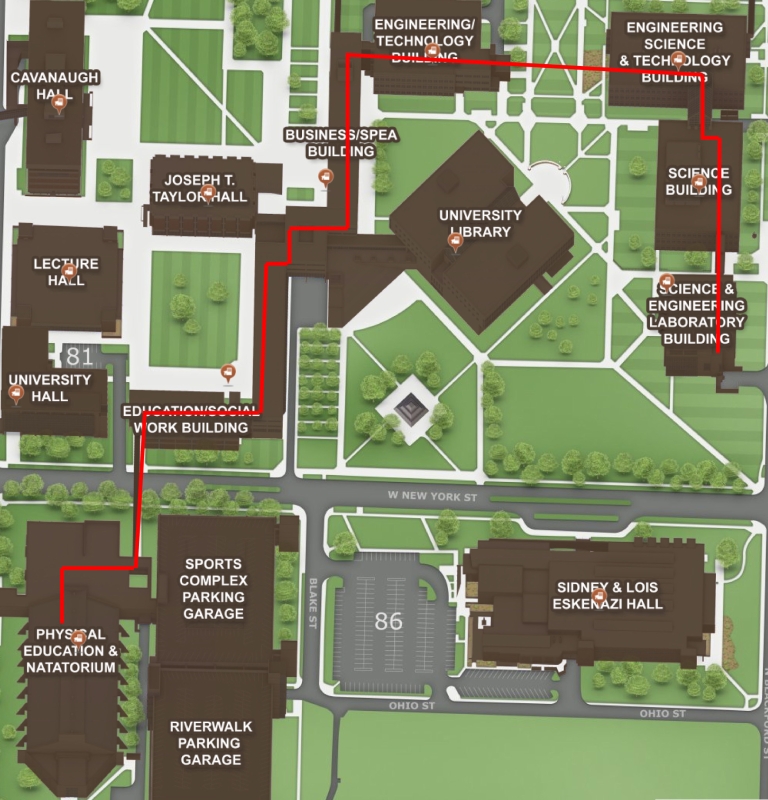 A map of how to move around IUPUI without going outside