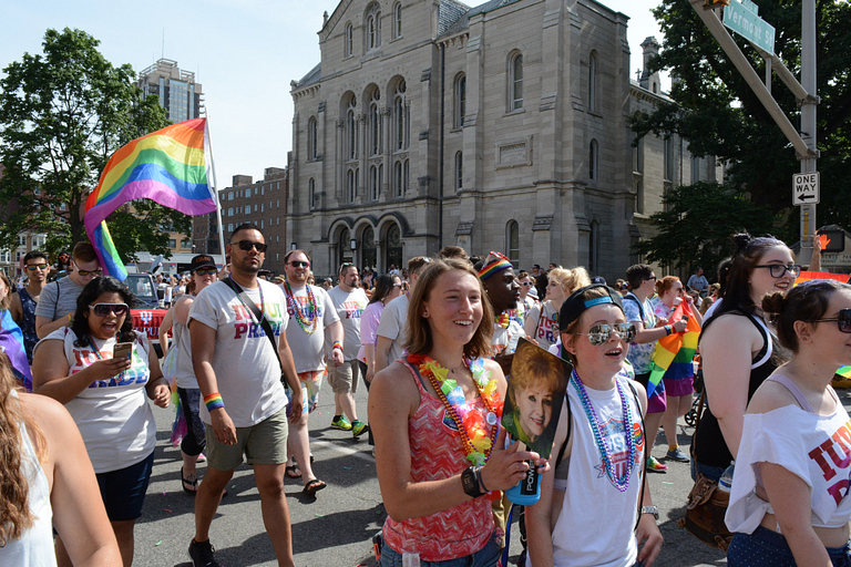 IUPUI students march in the 2017 Pride Parade.