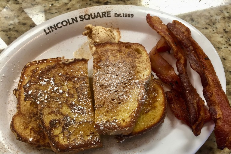 French toast and bacon on a plate