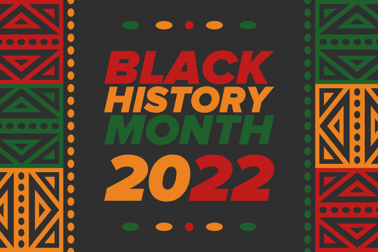 A color illustration that says Black History Month 2022