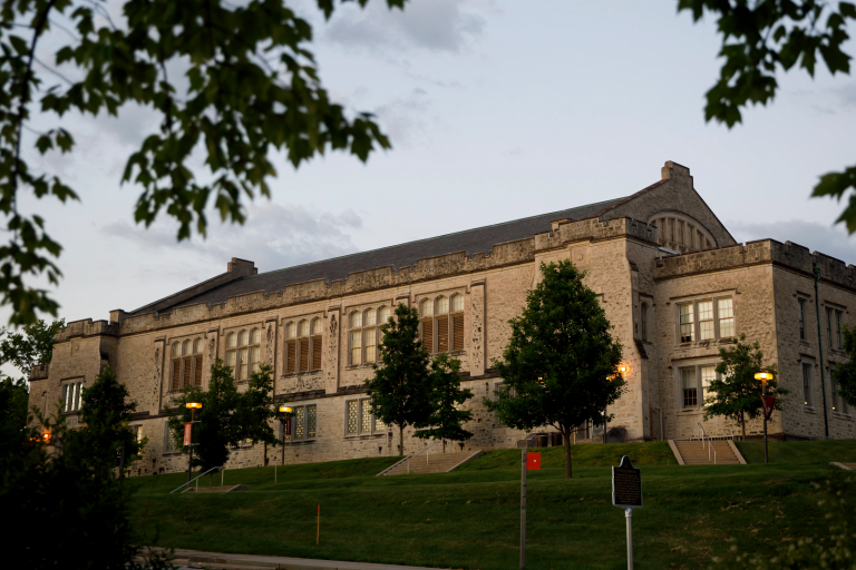 Exterior of the IU School of Public Health-Bloomington building in summer