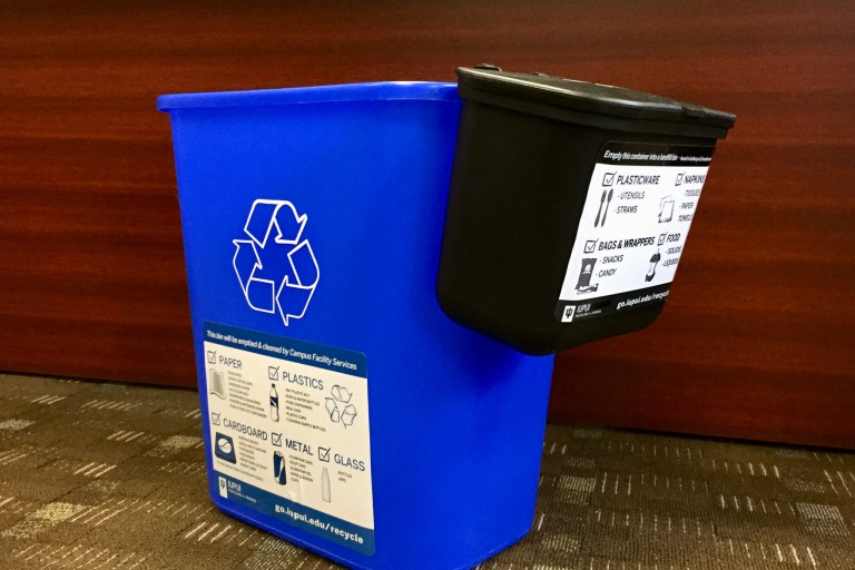 Combination recycling and trash can