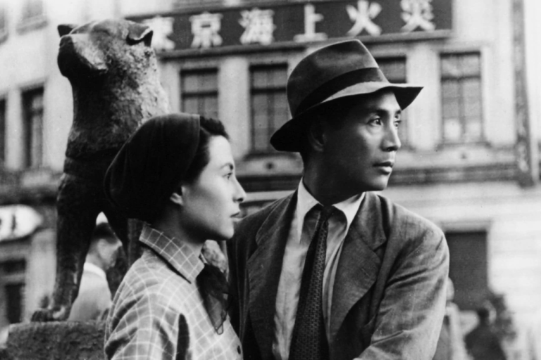 An image of a man and woman from the Japanese film "Love Letter"