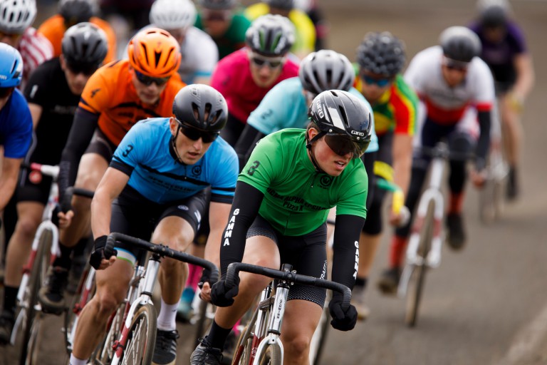 Cyclists participate in the 2017 men's Little 500 bicycle race.