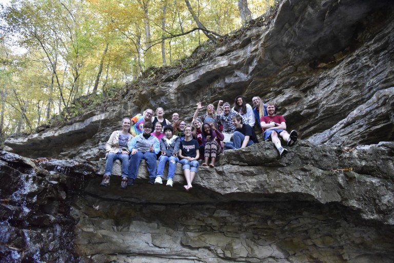 Global Village students on a language hike at McCormick's Creek State Park.