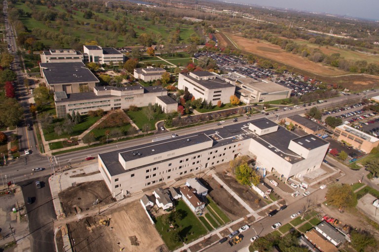 Aerial view of IU Northwest's campus