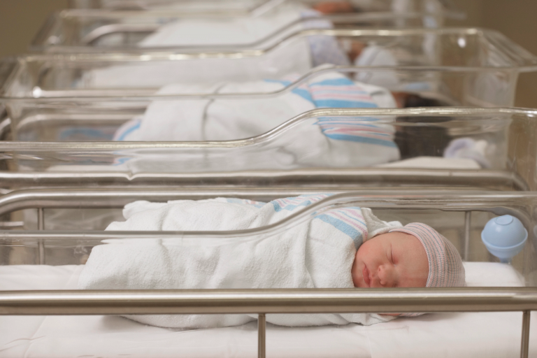 Newborn babies sleeping in hospital