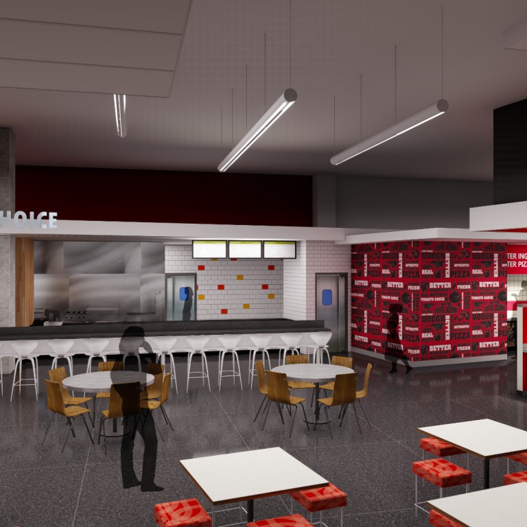 A rendering of the new Campus Center food court