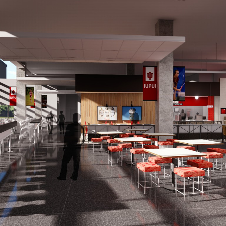 A rendering of the Campus Center food court