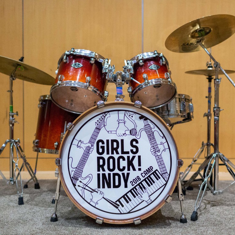 A Girls Rock Indianapolis drum kit