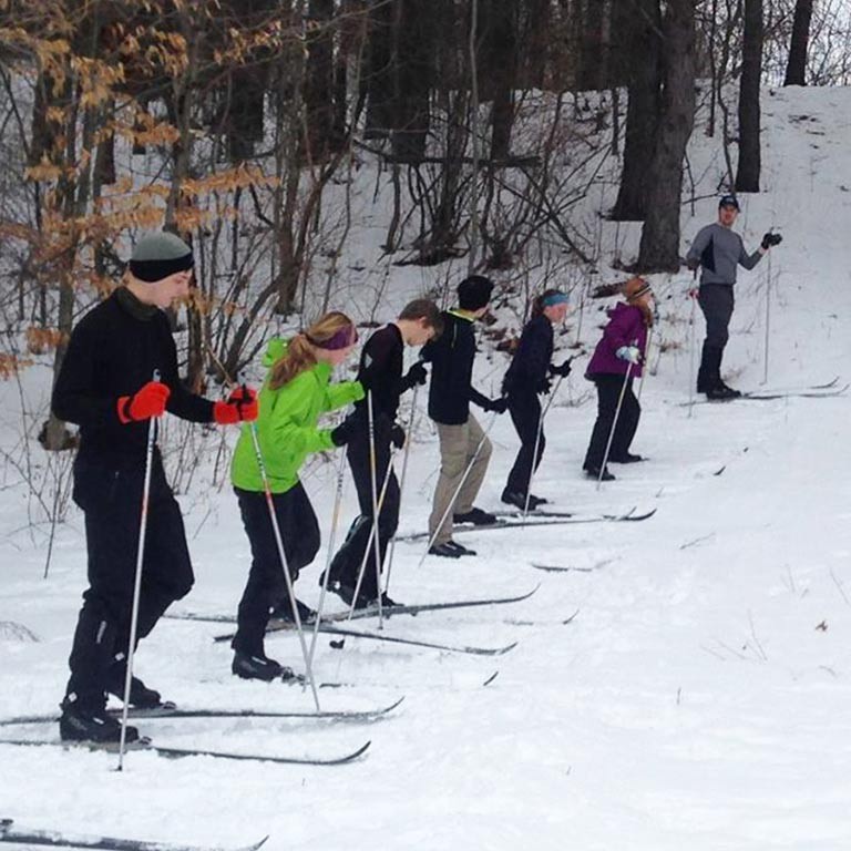 Students skiing