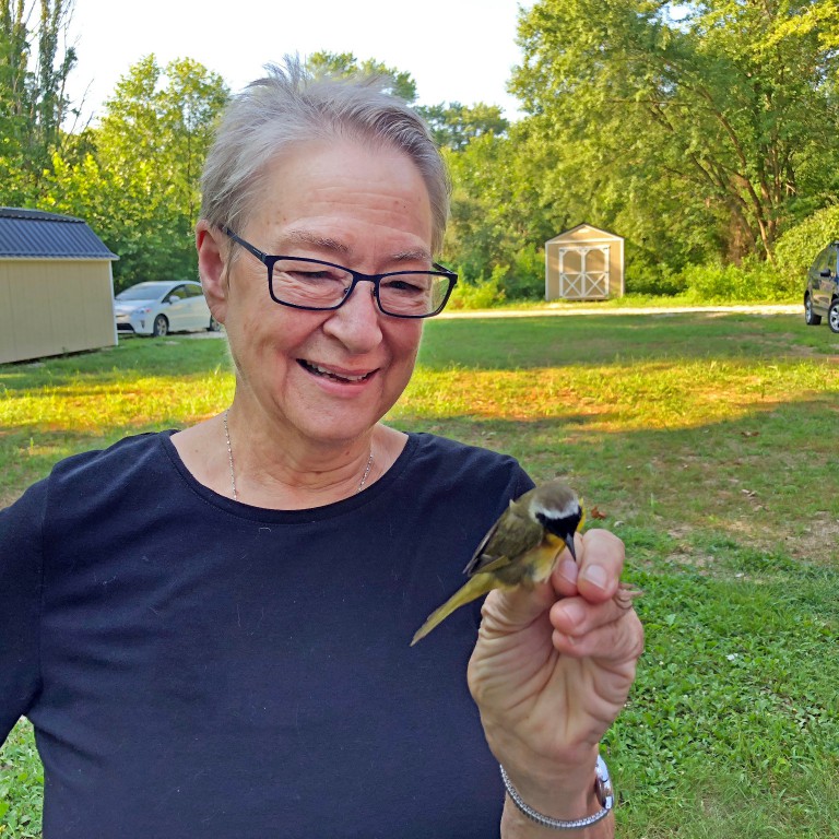 Ellen Ketterson holding a bird