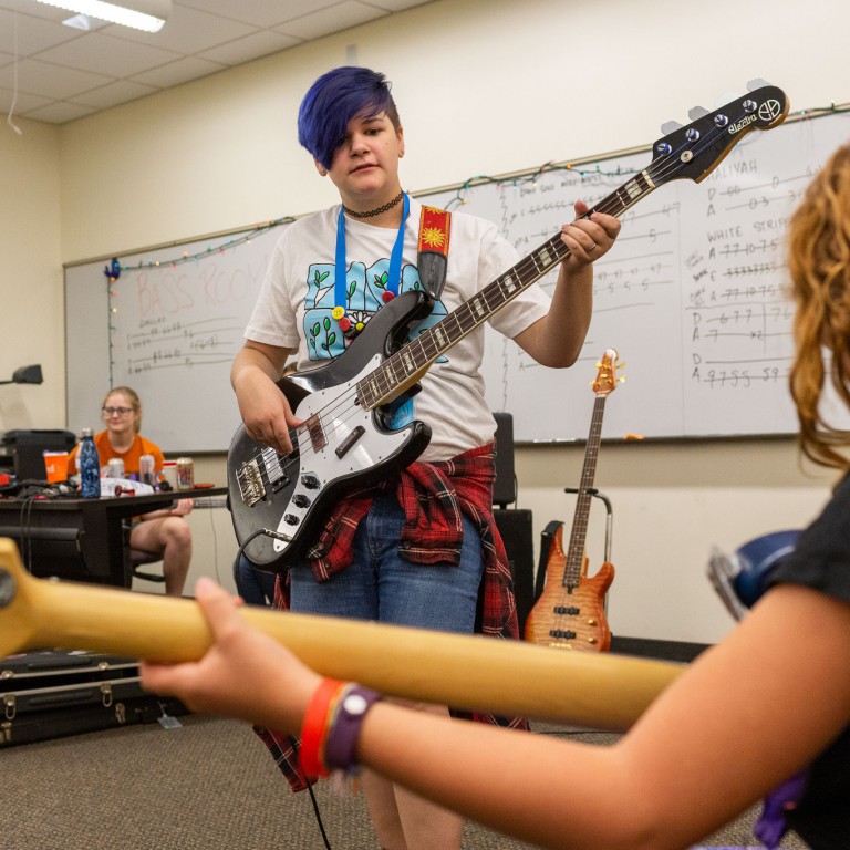 Girls Rock Indianapolis campers rock the bass.