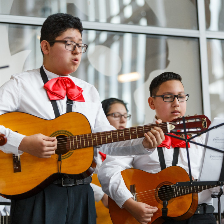 Students from Fall Creek Valley Middle School perform mariachi music.