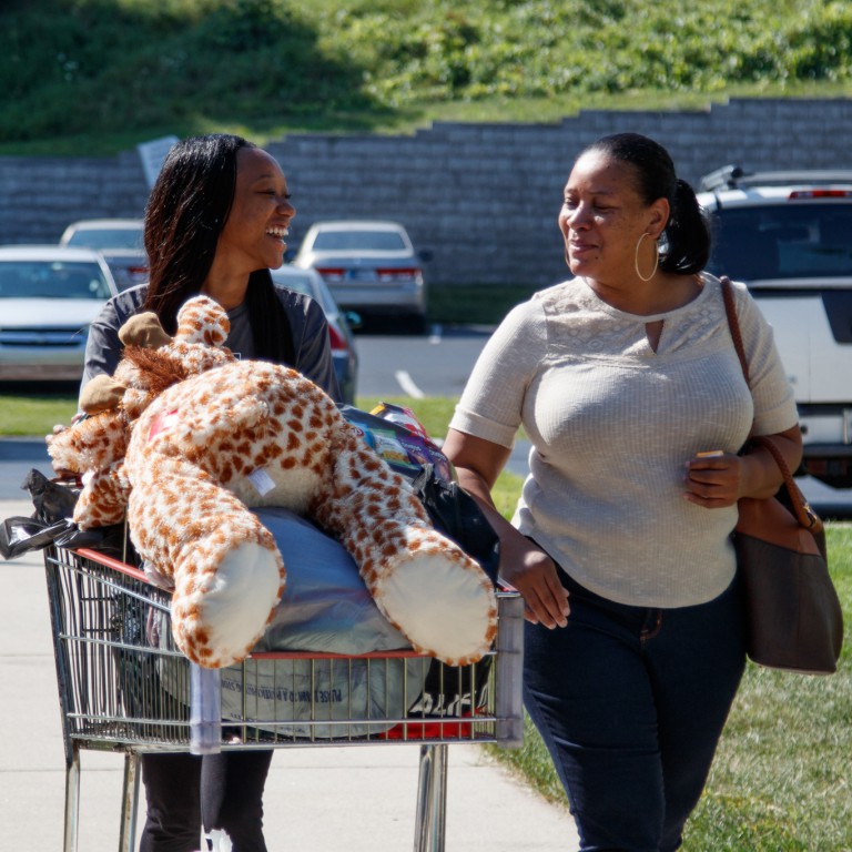 A student and parent move into residence halls at IU South Bend.