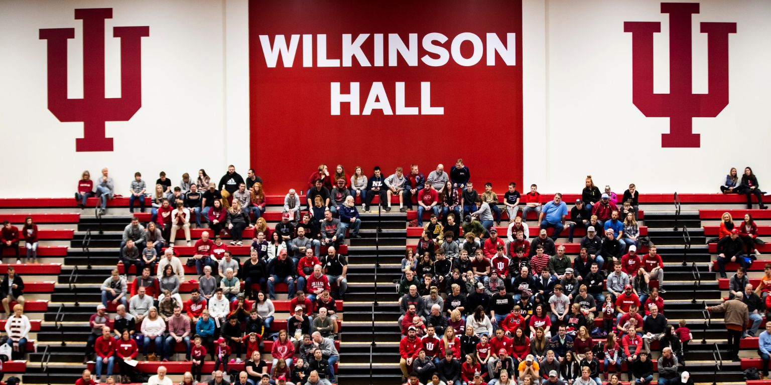 Crowds at the first wrestling match in Wilkinson Hall 