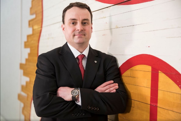 IU men's basketball coach Archie Miller poses at Assembly Hall.