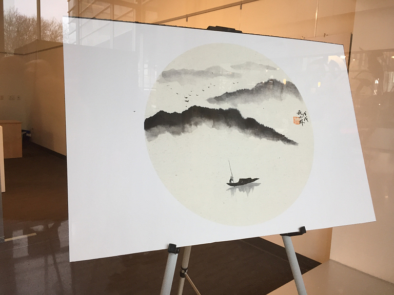 Artwork on display at a gallery in the Campus Center
