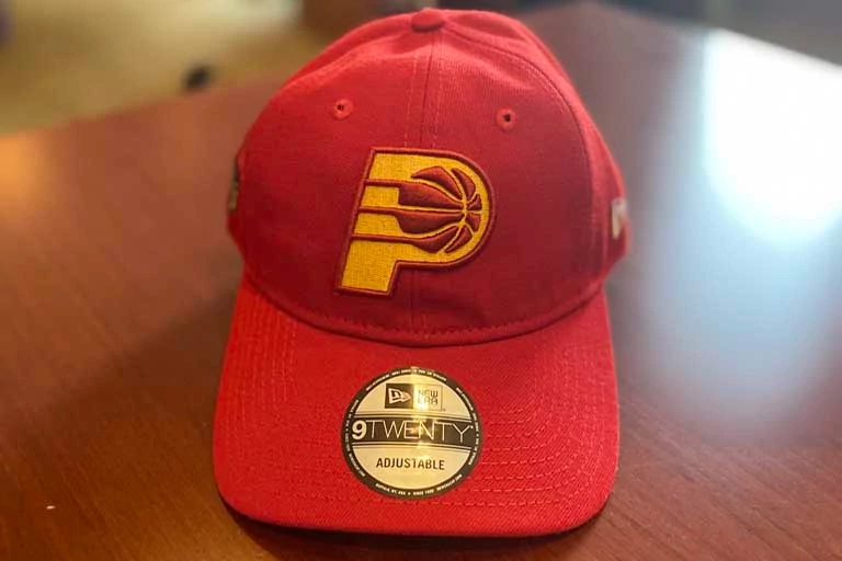 front of Pacers/IUPUI hat