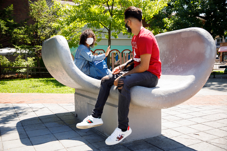 IU students in a Bloomington park