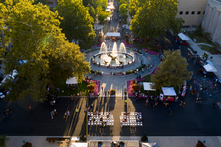 aerial view of festival
