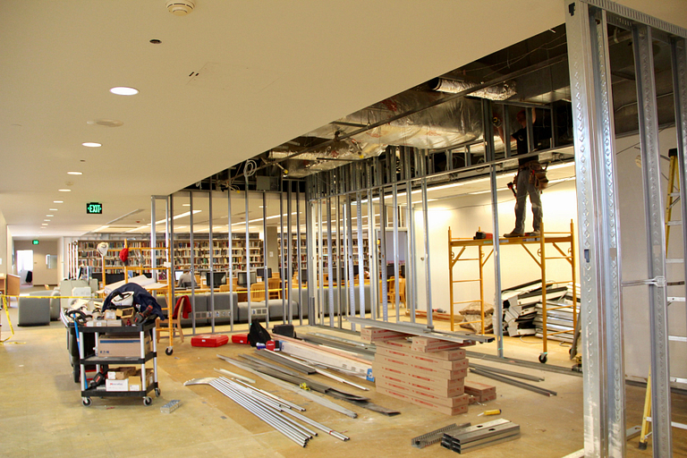 An area undergoing renovations at University Library