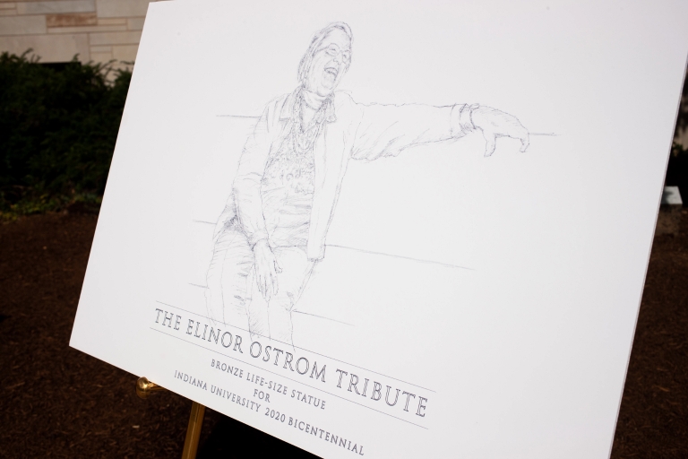 A sketch of the Elinor Ostrom statue 