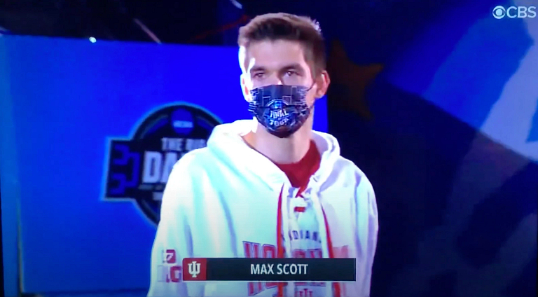 Max Scott is introduced during the CBS broadcast before singing the anthem