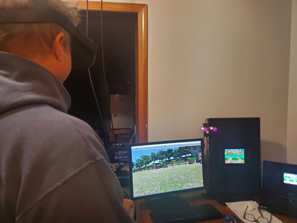 A player demonstrates the VR game Happy Farming